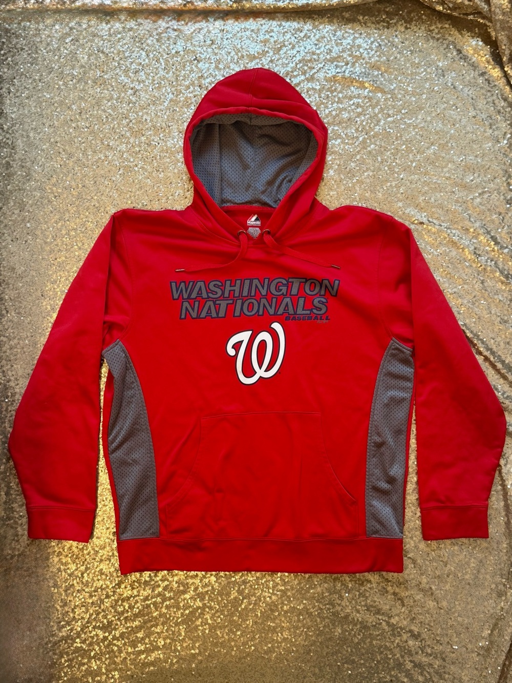 MLB Washington Nationals Men's Large Red Pullover Hoodie Baseball Sweatshirt